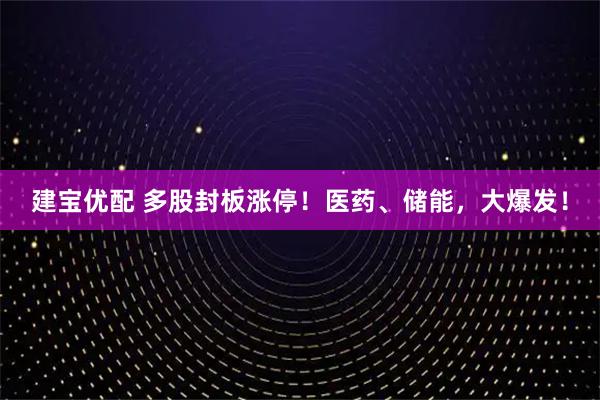 建宝优配 多股封板涨停！医药、储能，大爆发！